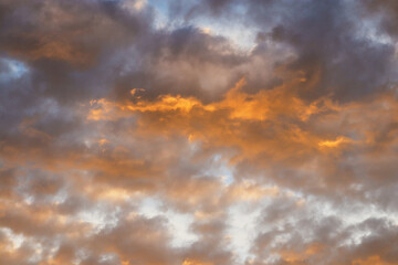 dramatic cloudscape with orange color