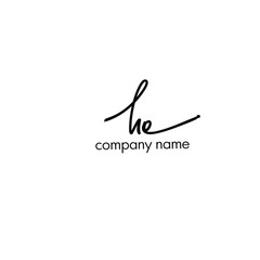 he initial handwriting logo vector