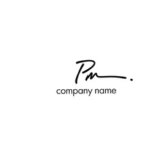 Pm initial handwriting logo vector
