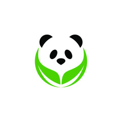 an illustration of a logo that combines a panda with a variety of leaves, the leaves symbolize nature