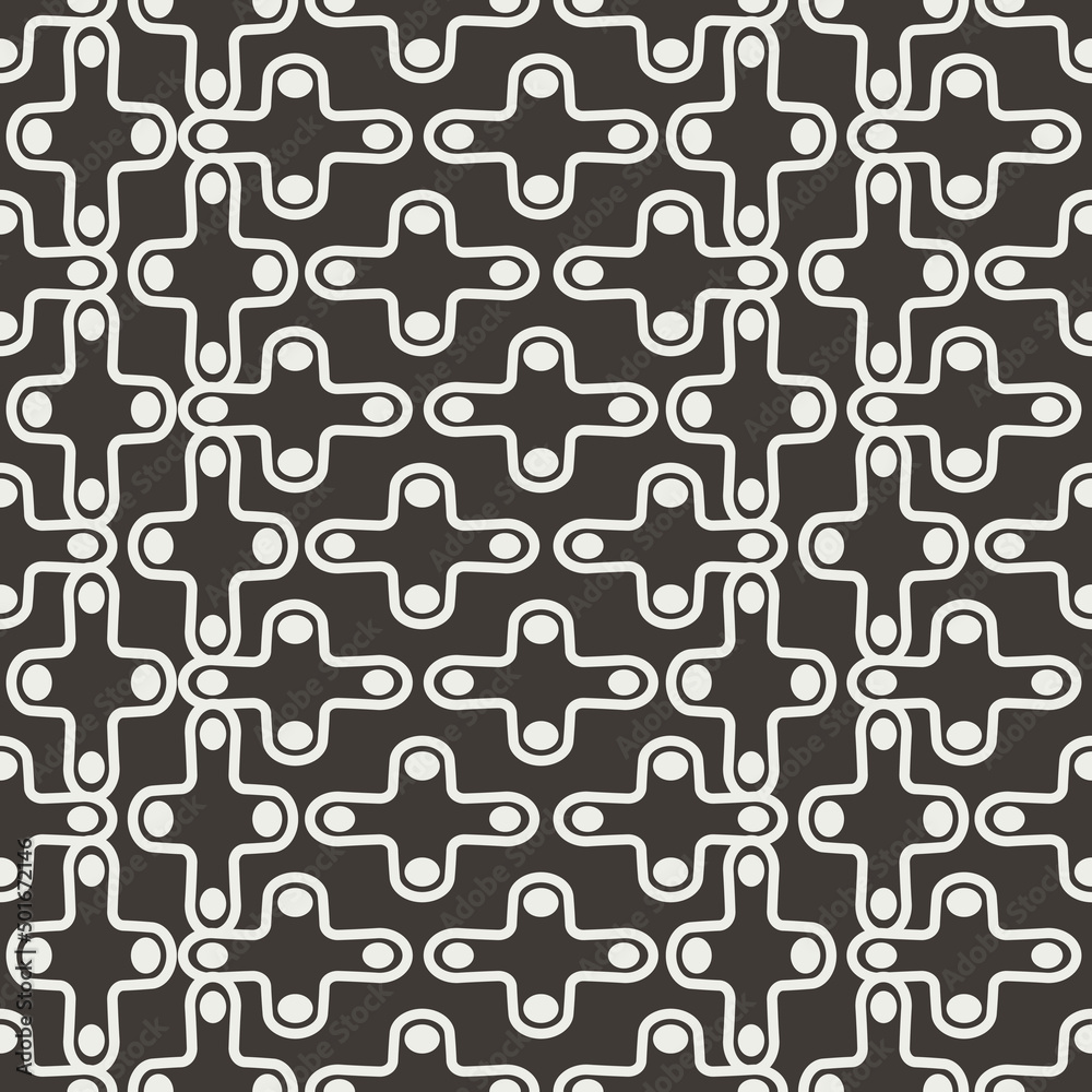 Poster decorated with white crosses with four white dots. vector with rounded crosses.