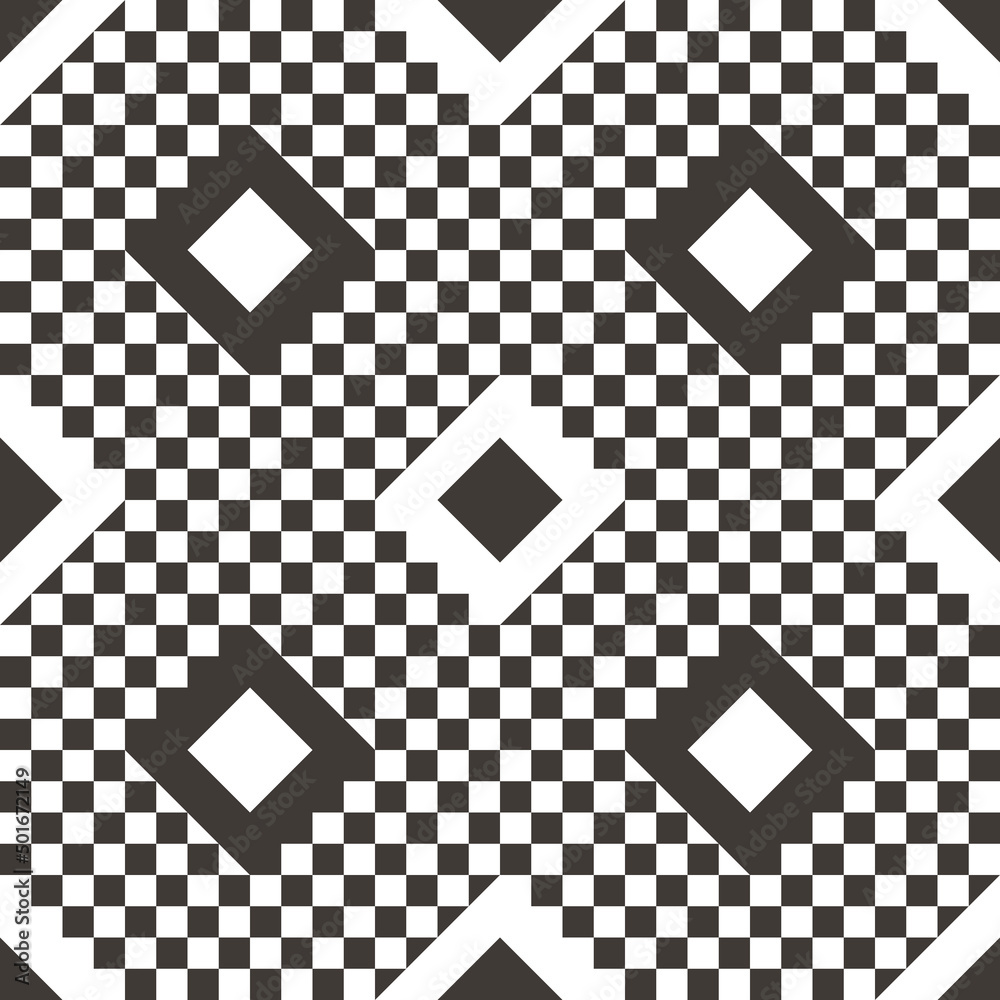 Leinwandbilder chessboard with large diamonds inside. vector with the same cells and rhombuses inside.