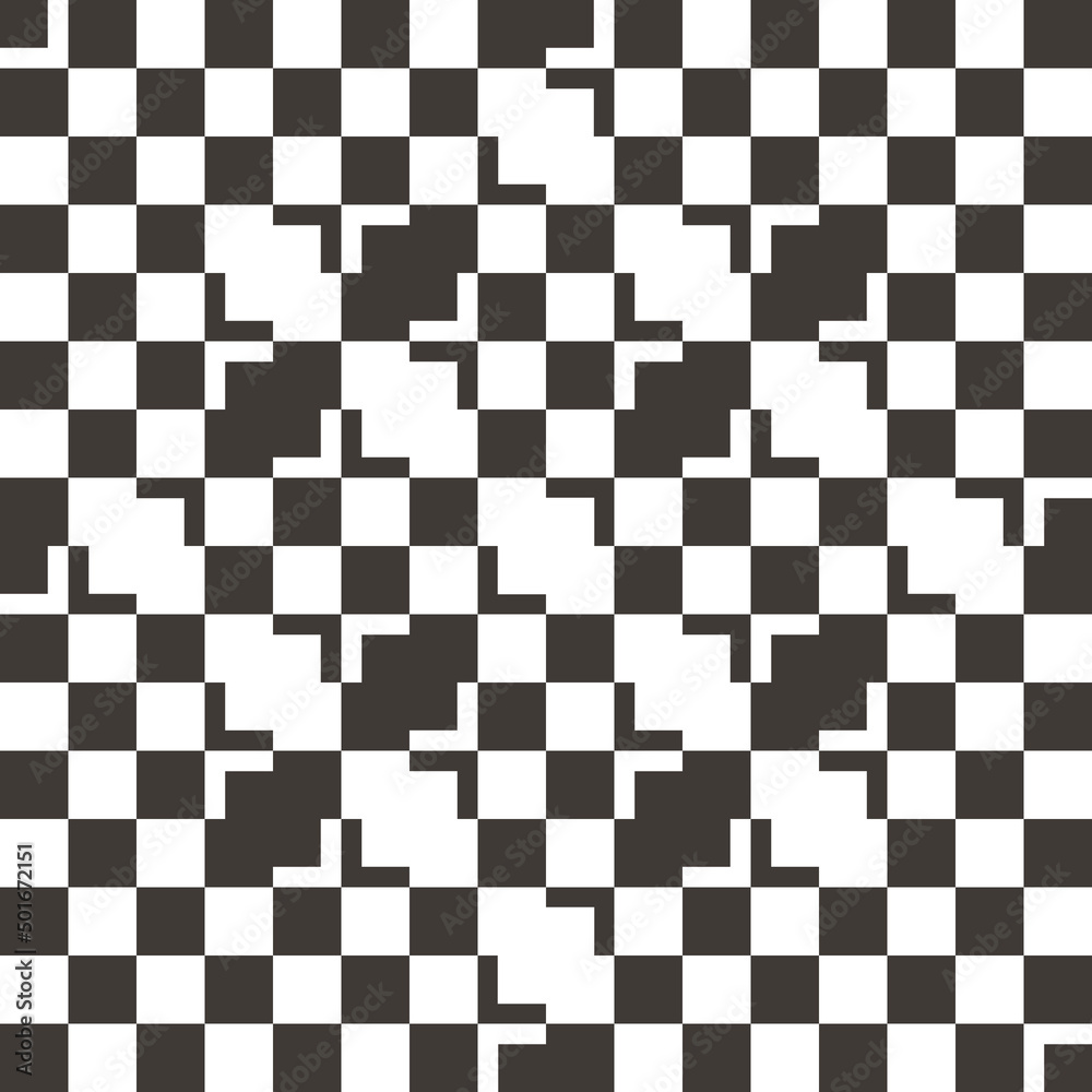 Poster Cell seamless black and white flowers. A vector with identical and checkered cells that merge into an organic pattern.