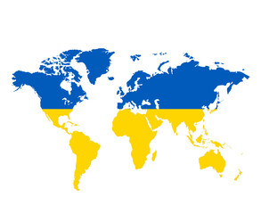 Ukraine Flag World Map Emblem National Europe Abstract Symbol Vector illustration Design