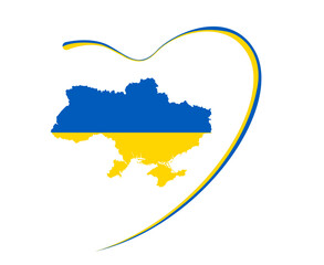 Ukraine Map And Ribbon Flag Emblem National Europe Abstract Symbol Vector illustration Design