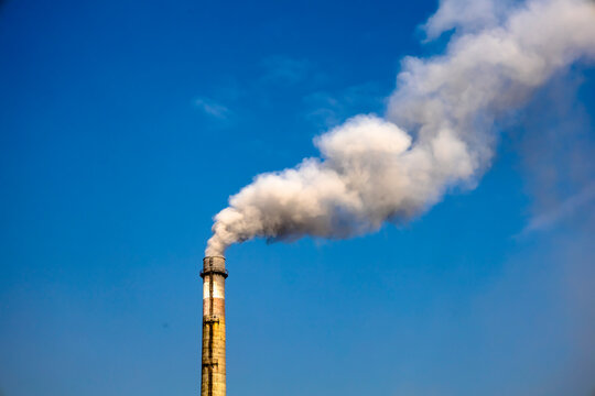 Industrial smoke stack of coal power plant.