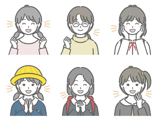 喜ぶ女の子の上半身セット