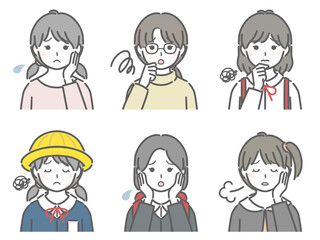 困る女の子の上半身セット