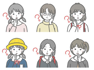 疑問に思う女の子の上半身セット