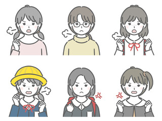 怒る女の子の上半身セット