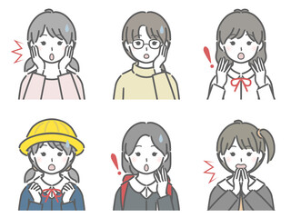 驚く女の子の上半身セット