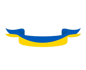 Ukraine Flag Ribbon Emblem Symbol Design National Europe Vector Abstract illustration