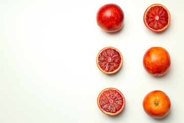 Concept of citrus with red orange, space for text