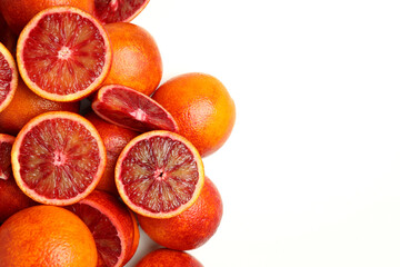 Concept of citrus with red orange, space for text
