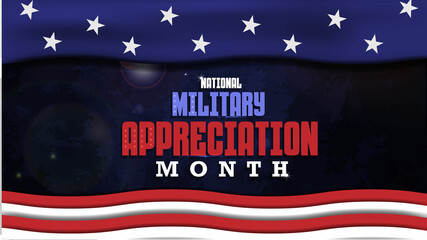 National Military Appreciation Month  Celebration concept and  publicly appreciates the United States  military in May.  Background for Template, banner, card, poster  vector. - obrazy, fototapety, plakaty