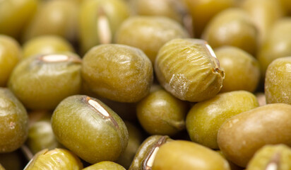 Mung beans as a background.