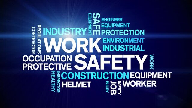 Work Safety Animated Tag Word Cloud;Text Design Animation typography seamless loop.