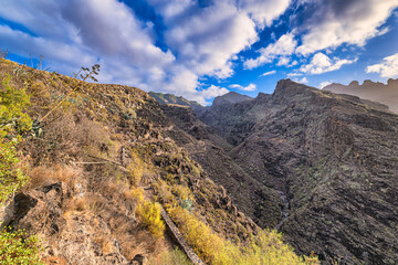 Barranco del Infierno trekking walking path near Adeje on Tenerife, Spain