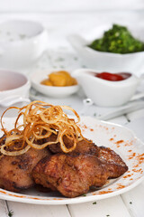 Fried chicken, Ukrainian cuisine. Photo of food on a white background