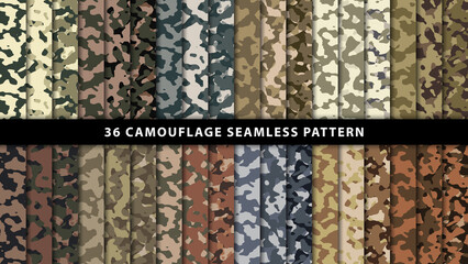 Collection military and army camouflage seamless pattern - obrazy, fototapety, plakaty