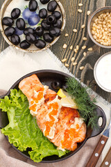 Fried red fish, Ukrainian cuisine. Photo of food on a white background