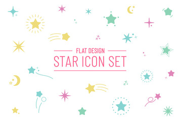 Star Shape Icon Set - Colorful Different Vector Illustrations Isolated On White Background