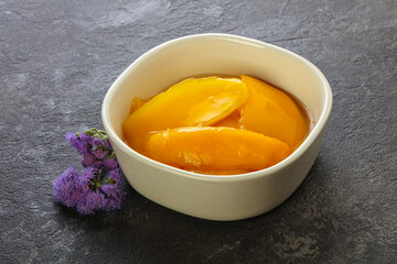 Sweet canned tropical fruit mango