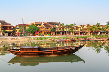 Traditional wooden boats on the Thu Bon River, Hoi An
