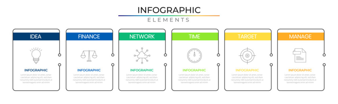 Roadmap Horizontal Row  Infographic Elements Plan Concept Design Vector With Icons. Journey Business Timeline Network Project Template For Presentation And Report.