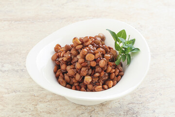 Boiled lentil in the bowl