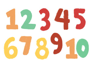 Numbers poster, card. Boho nursery print with numbers isolated on white background. Cute preschool, kinder garden, playground Maths design. 