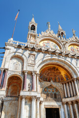 Fototapeta na wymiar Facade of the Cathedral Basilica of Saint Mark. Venice