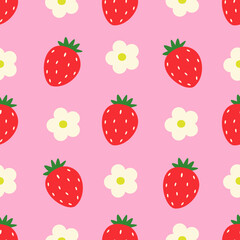 Seamless pattern of strawberries. Summer berries. Vector illustration for design or print