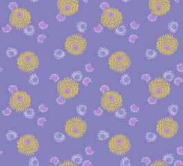 Japanese Fireworks Flower Vector Seamless Pattern