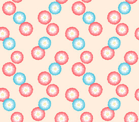 Japanese Fluffy Circle Flower Vector Seamless Pattern