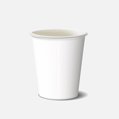 Paper cup white colour on white background