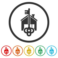 House and key icon. Set icons colorful