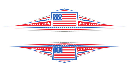 Vector border for American Holidays with blank copy space for congratulation text, decorative layout with illustration of american flag, stars and stripes for us military holidays on white background