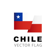 Colorful Chilean flag logo. Chile flag. Vector illustration isolated on white background.