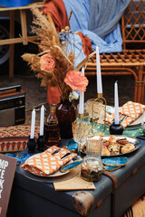 boho style wedding decor.camper style.eco style home decor and coziness concept