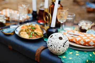 boho style wedding decor.camper style.eco style home decor and coziness concept