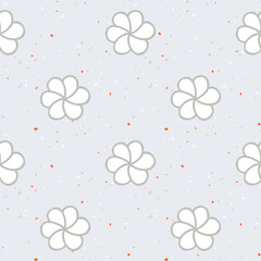 Seamless vector floral pattern in Asian style in gray colors with speckled background