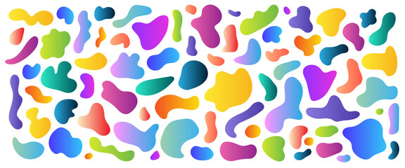 Colorful gradient fluid shapes set. Abstract liquid elements collection