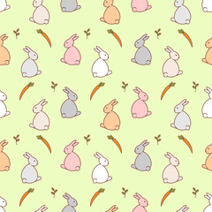 Cute hare pattern seamless. pretty rabbit background. Baby fabric texture