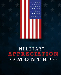 National Military Appreciation Month holiday celebration concept. Template for background, banner, poster design vector illustration.