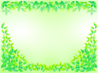 若葉のフレーム風背景イラスト