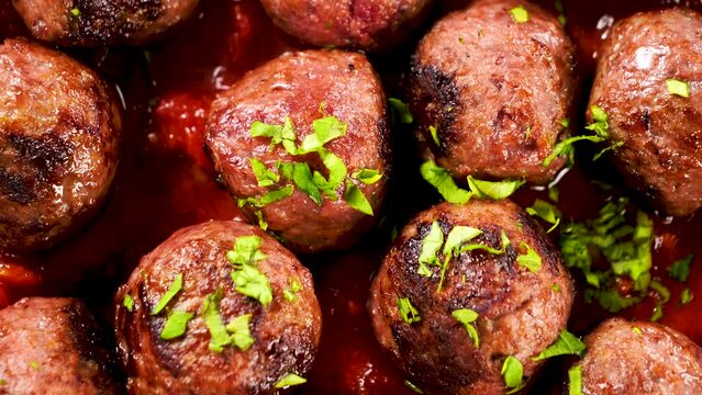 fried meatball and tomato sauce