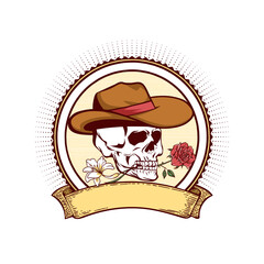 Skull cowboy mascot logo character