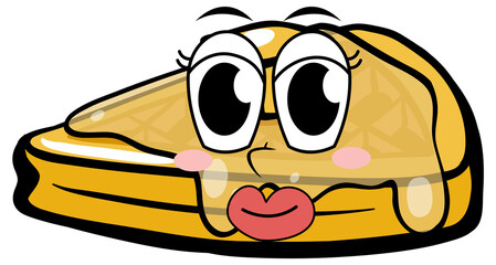 Waffle with honey on white background