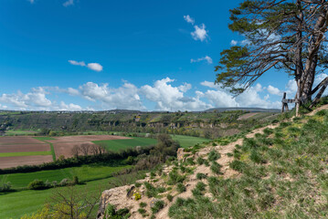 Landscape at the Enz loop with the nature reserve Rock gardens nearby Muhlhausen on the Enz